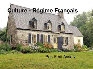 culture r gime fran ais