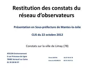 restitution des constats du r seau d observateurs