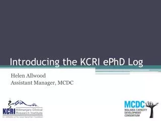 Introducing the KCRI ePhD Log