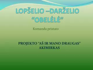 LOPŠELIO –DARŽELIO “OBELĖLĖ”