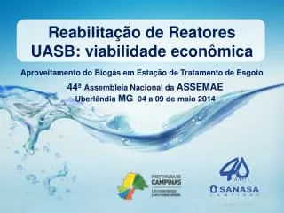 Reabilitação de Reatores UASB: viabilidade econômica