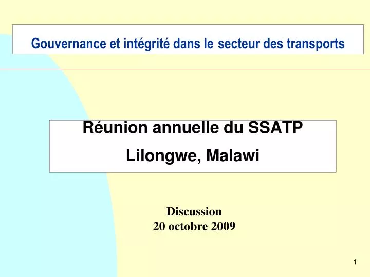 gouvernance et int grit dans le s ecteur des transports