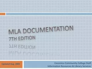 MLA Documentation 7th edition