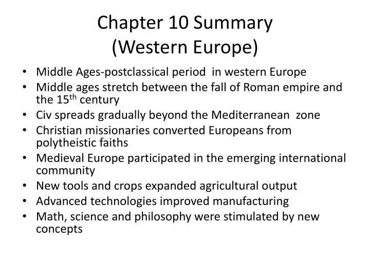 chapter 10 summary western europe