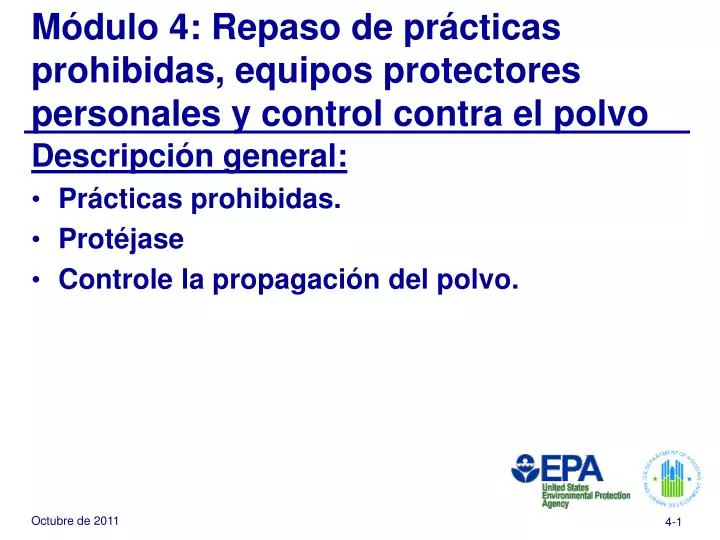 m dulo 4 repaso de pr cticas prohibidas equipos protectores personales y control contra el polvo