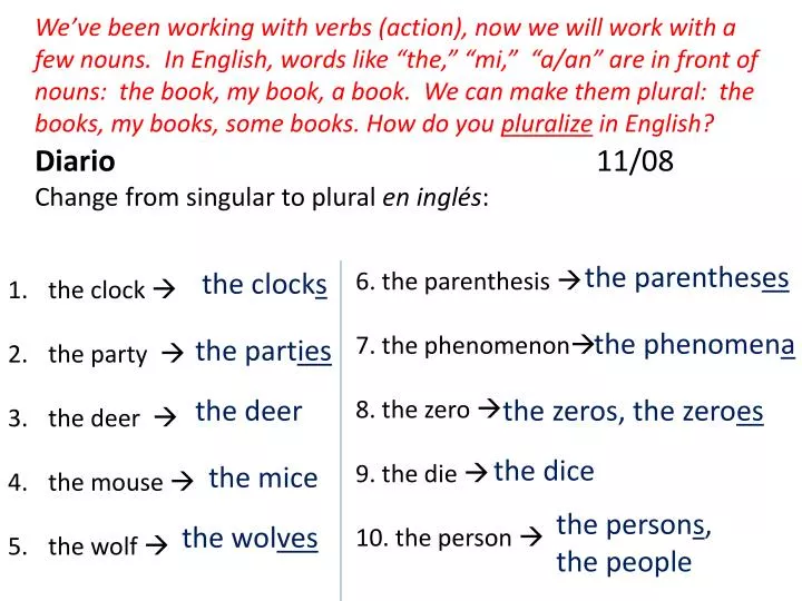 diario 11 08 change from singular to plural en ingl s