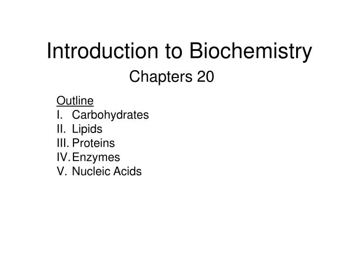 introduction to biochemistry