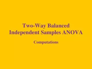 Two-Way Balanced Independent Samples ANOVA