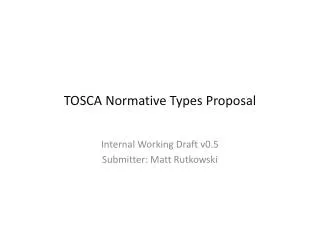 TOSCA Normative Types Proposal