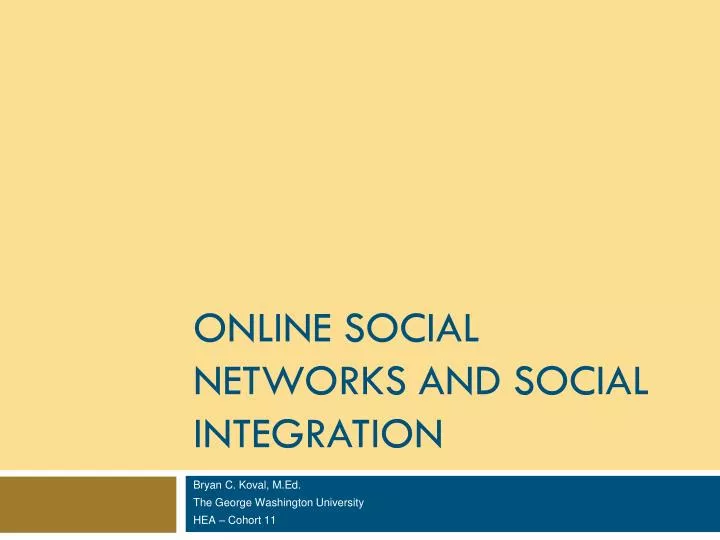 online social networks and social integration