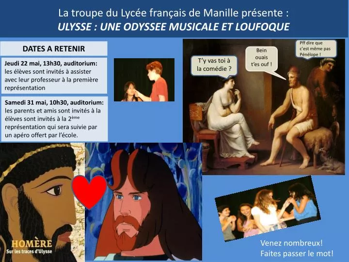 la troupe du lyc e fran ais de manille pr sente ulysse une odyssee musicale et loufoque