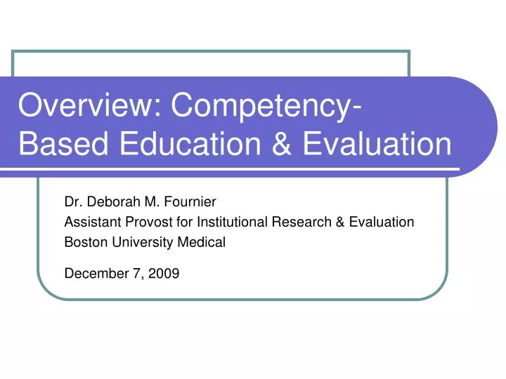 overview competency based education evaluation