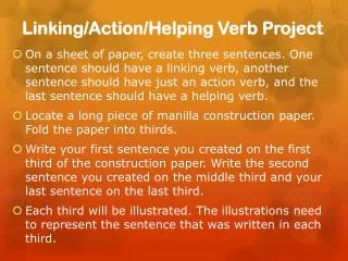 Linking/Action/Helping Verb Project