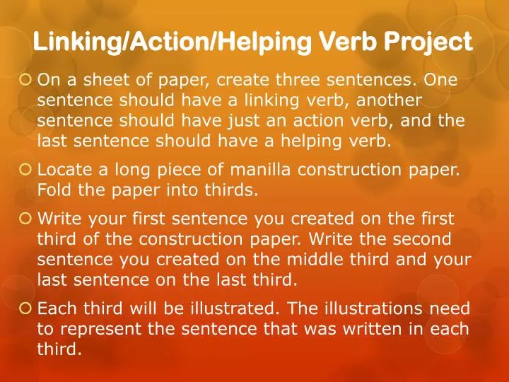 linking action helping verb project