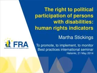 The right to political participation of persons with disabilities: human rights indicators