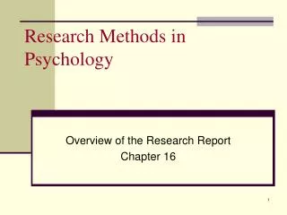 Research Methods in Psychology