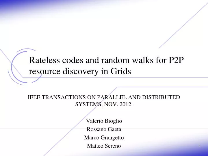 rateless codes and random walks for p2p resource discovery in grids