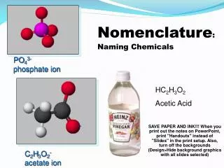 Nomenclature : Naming Chemicals