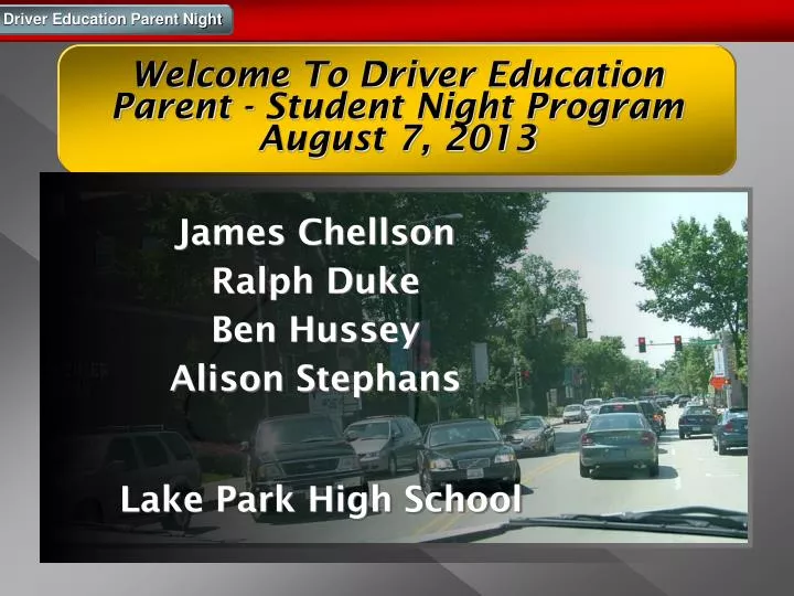 welcome to driver education parent student night program august 7 2013