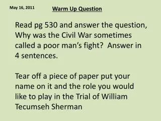 Warm Up Question