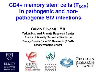 CD4+ memory stem cells (T SCM ) in pathogenic and non-pathogenic SIV infections