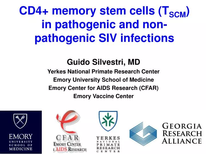 cd4 memory stem cells t scm in pathogenic and non pathogenic siv infections