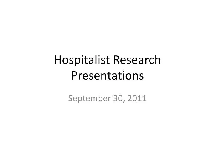 hospitalist research presentations