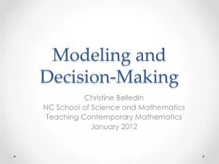 Modeling and Decision-Making