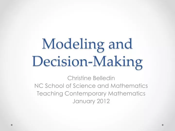 modeling and decision making