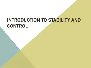 Introduction to Stability and Control