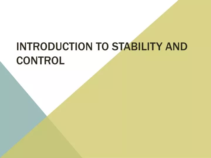 introduction to stability and control