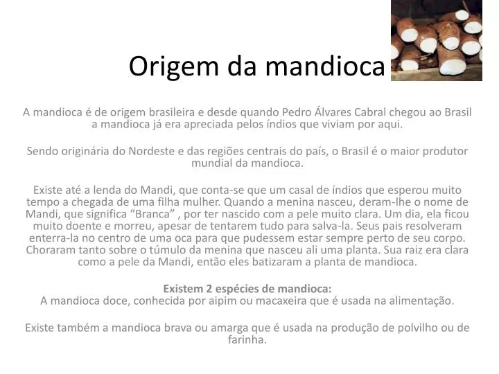 origem da mandioca