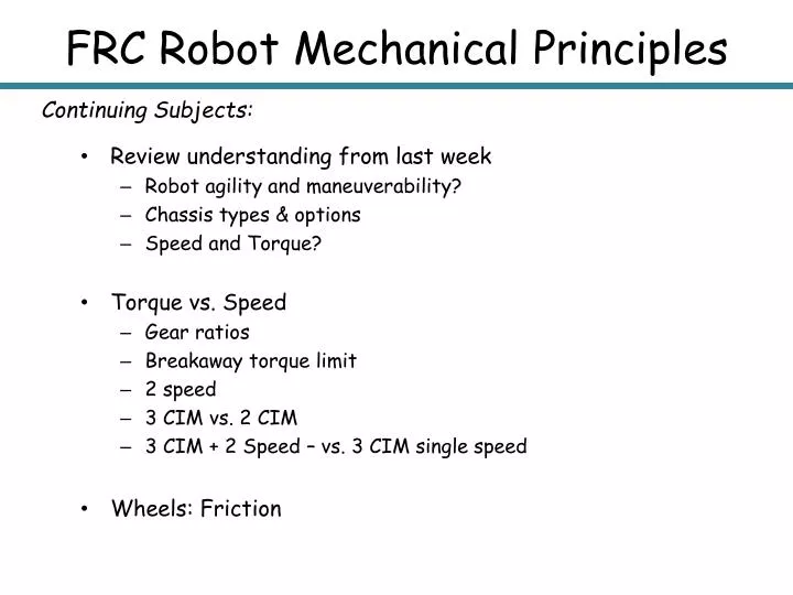 frc robot mechanical principles