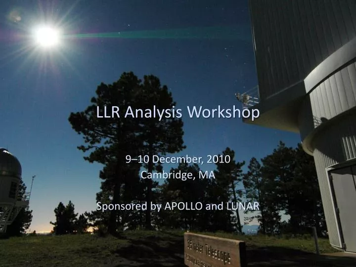 llr analysis workshop