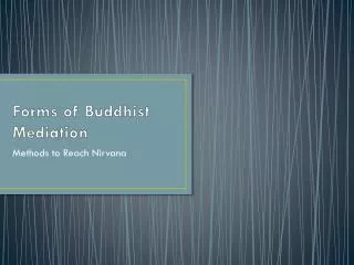 Forms of Buddhist Mediation