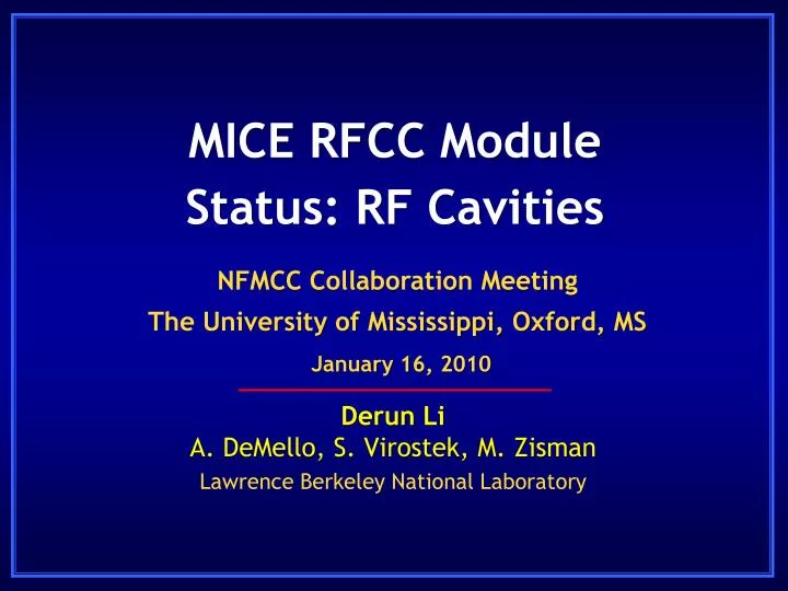 mice rfcc module status rf cavities