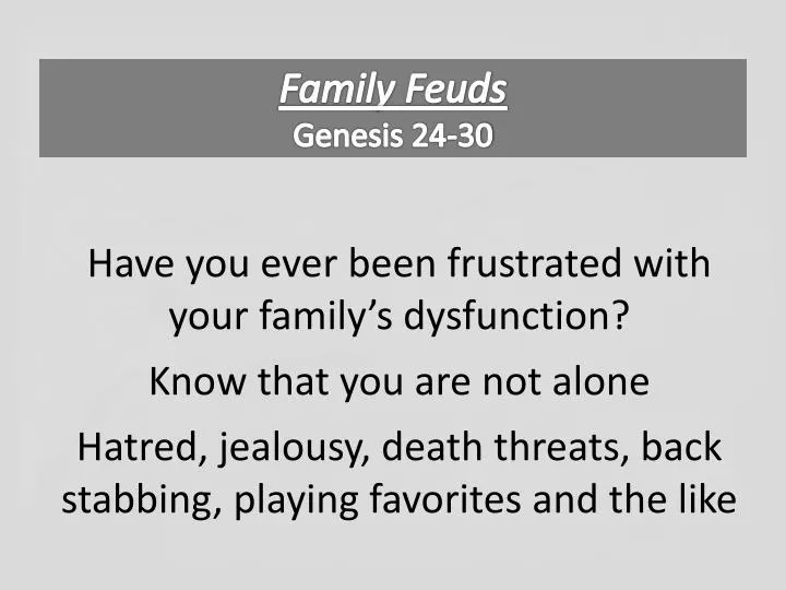 family feuds genesis 24 30