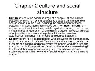 Chapter 2 culture and social structure