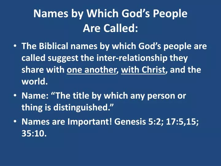 names by which god s people are called