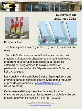 newsletter srb le 21 mars 2013