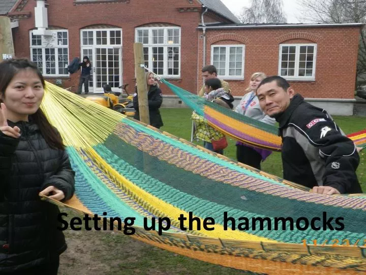 setting up the hammocks