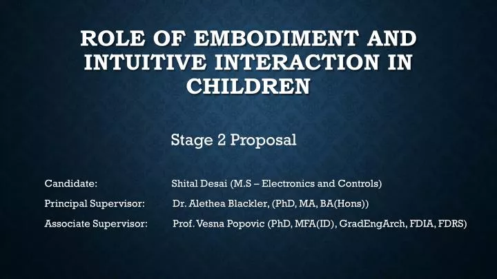 role of embodiment and intuitive interaction in children