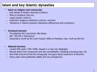 Islam and key Islamic dynasties