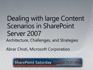 Dealing with large Content Scenarios in SharePoint Server 2007