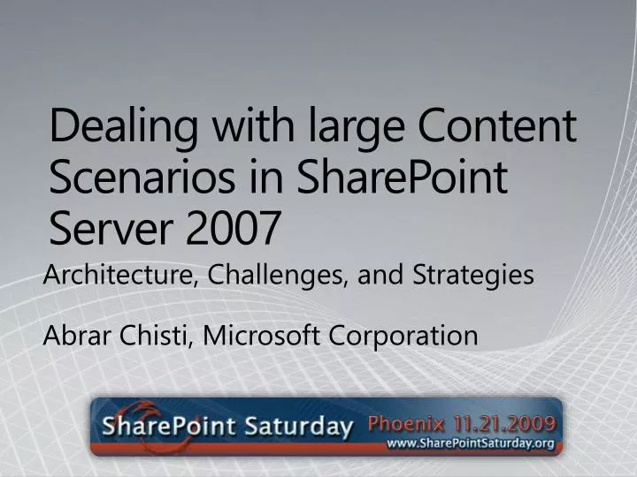 dealing with large content scenarios in sharepoint server 2007