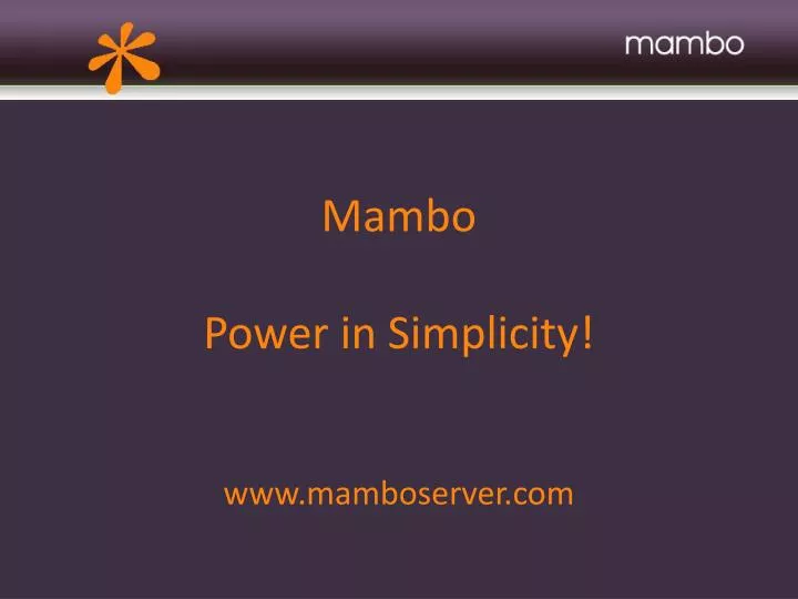 mambo power in simplicity
