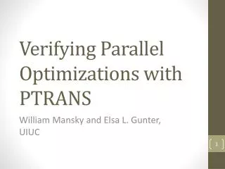 Verifying Parallel Optimizations with PTRANS