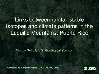 Links between rainfall stable isotopes and climate patterns in the Luquillo Mountains, Puerto Rico