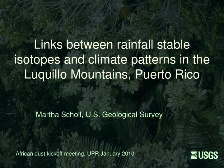 links between rainfall stable isotopes and climate patterns in the luquillo mountains puerto rico