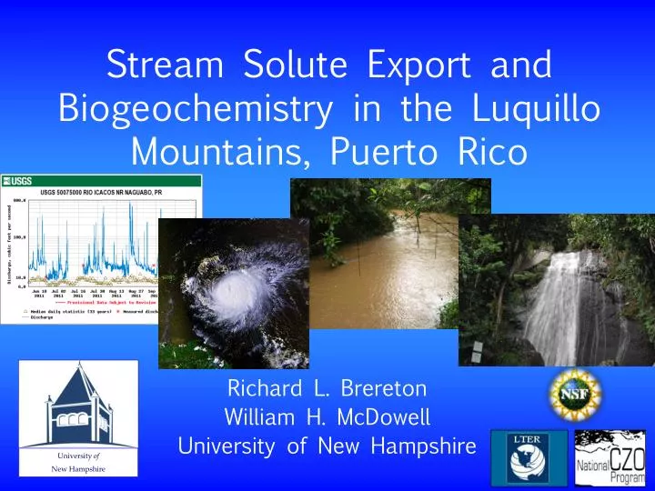 stream solute export and biogeochemistry in the luquillo mountains puerto rico